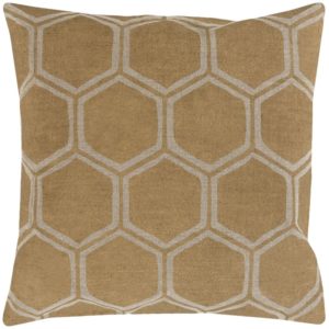Gold and Tan Metallic Stamped Honeycomb Pillow by Surya