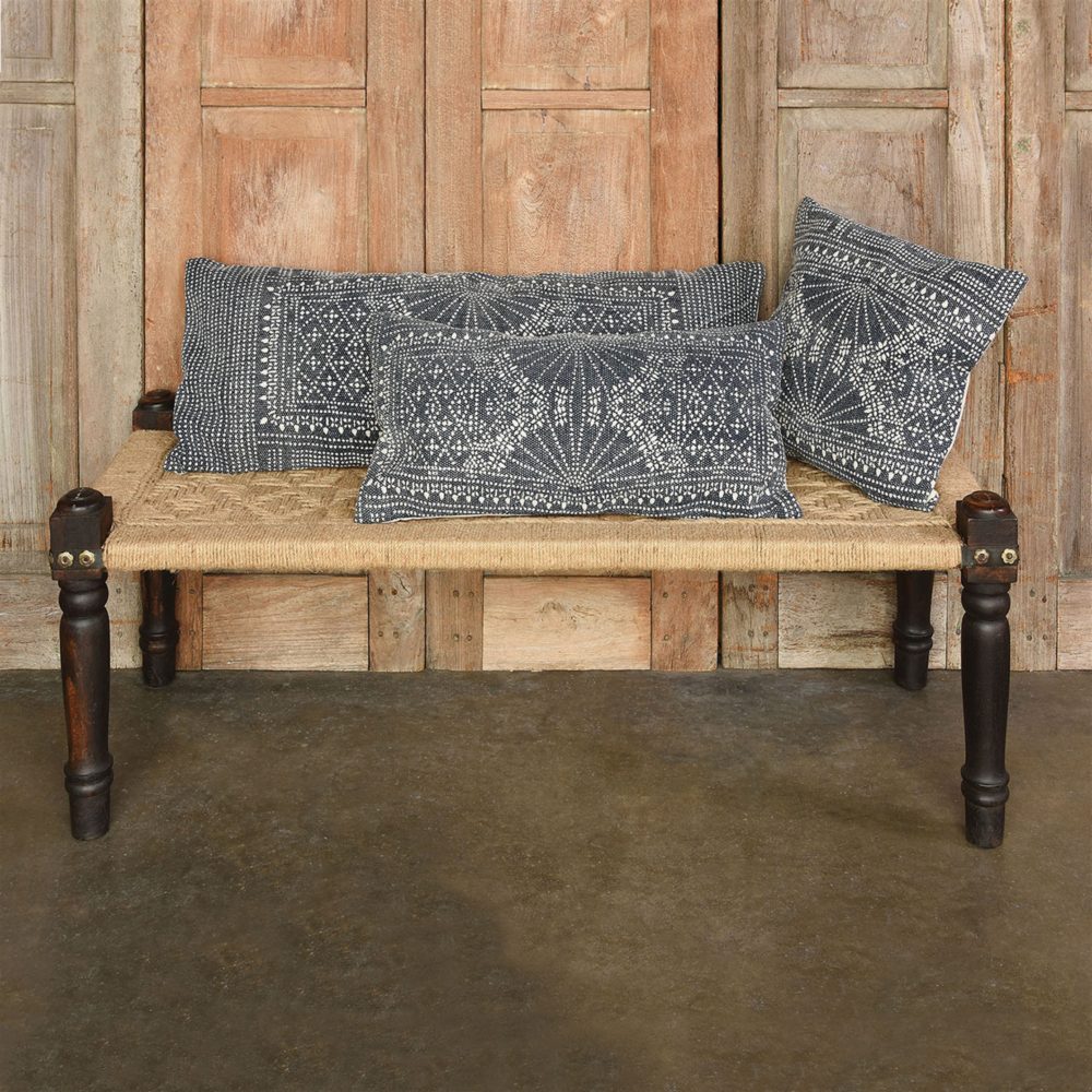 Indigo Batik Lumbar Pillow 14 x 36 by HomArt - Image 3