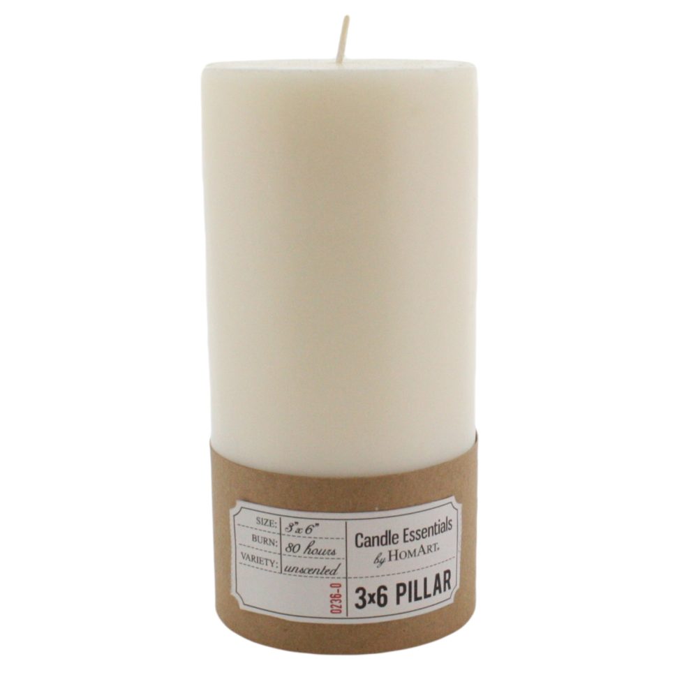 Ivory 3 x 6 Pillar Candle Set of 2 by HomArt