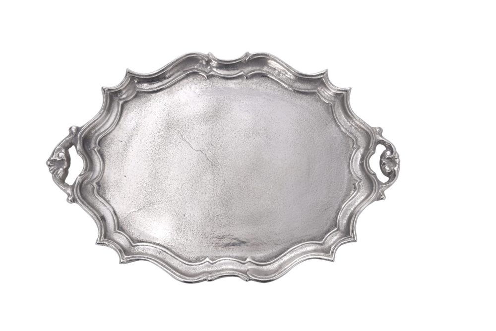 Baroque Nickel Oval Tray by BIDKhome