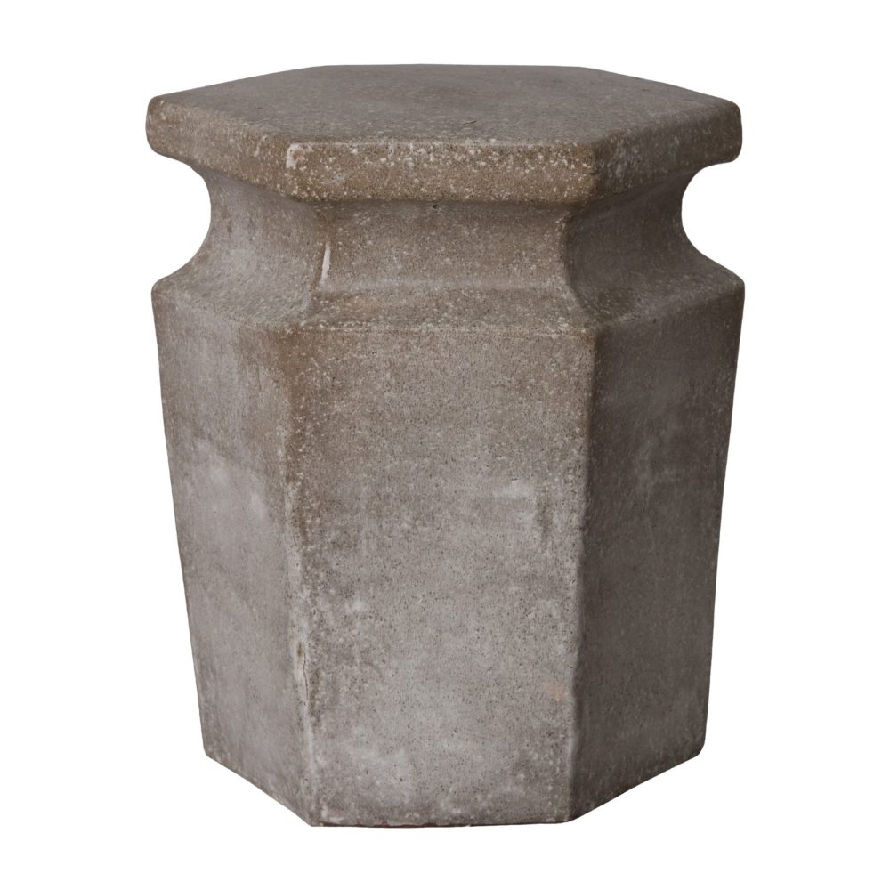 Hex Garden Stool/Table with Stone Grey Glaze