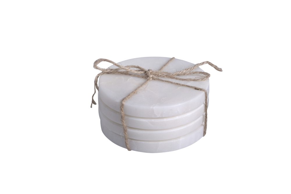 Round White Marble Coasters Set of 4 by BIDKhome