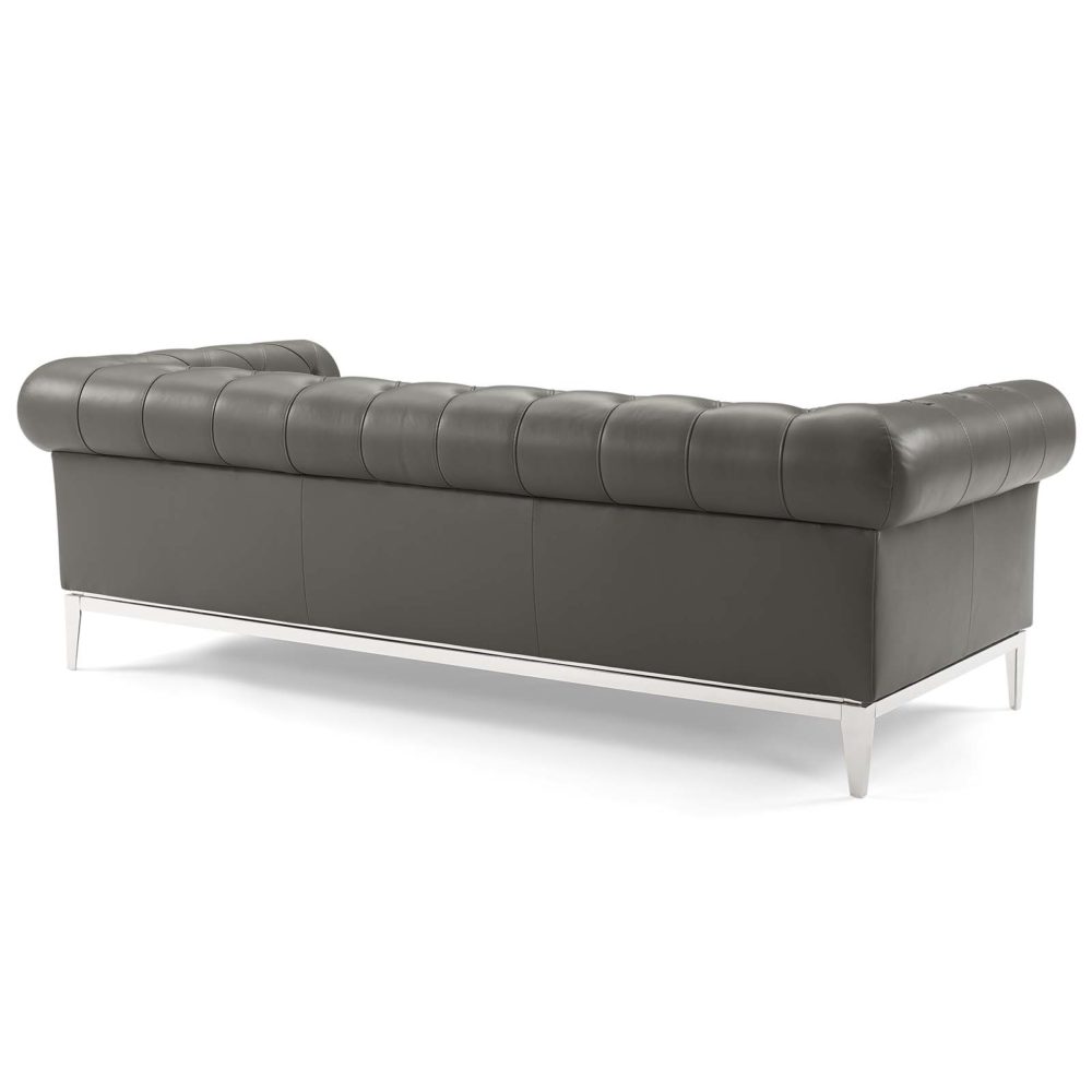 Idyll Tufted Button Upholstered Leather Chesterfield Sofa in Gray by Modway - Image 5