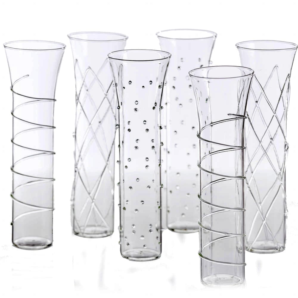 Champagne Flutes - Glass with Clear Accents (set of 6)