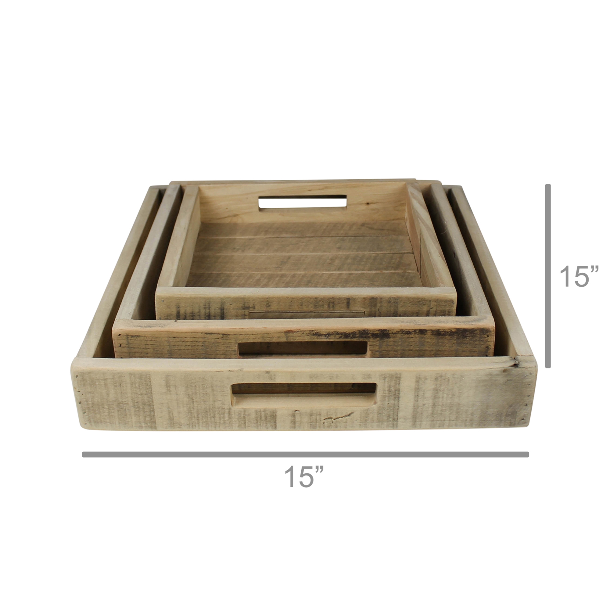 Shaw Square Wood Trays Set of 3 by HomArt - Seven Colonial