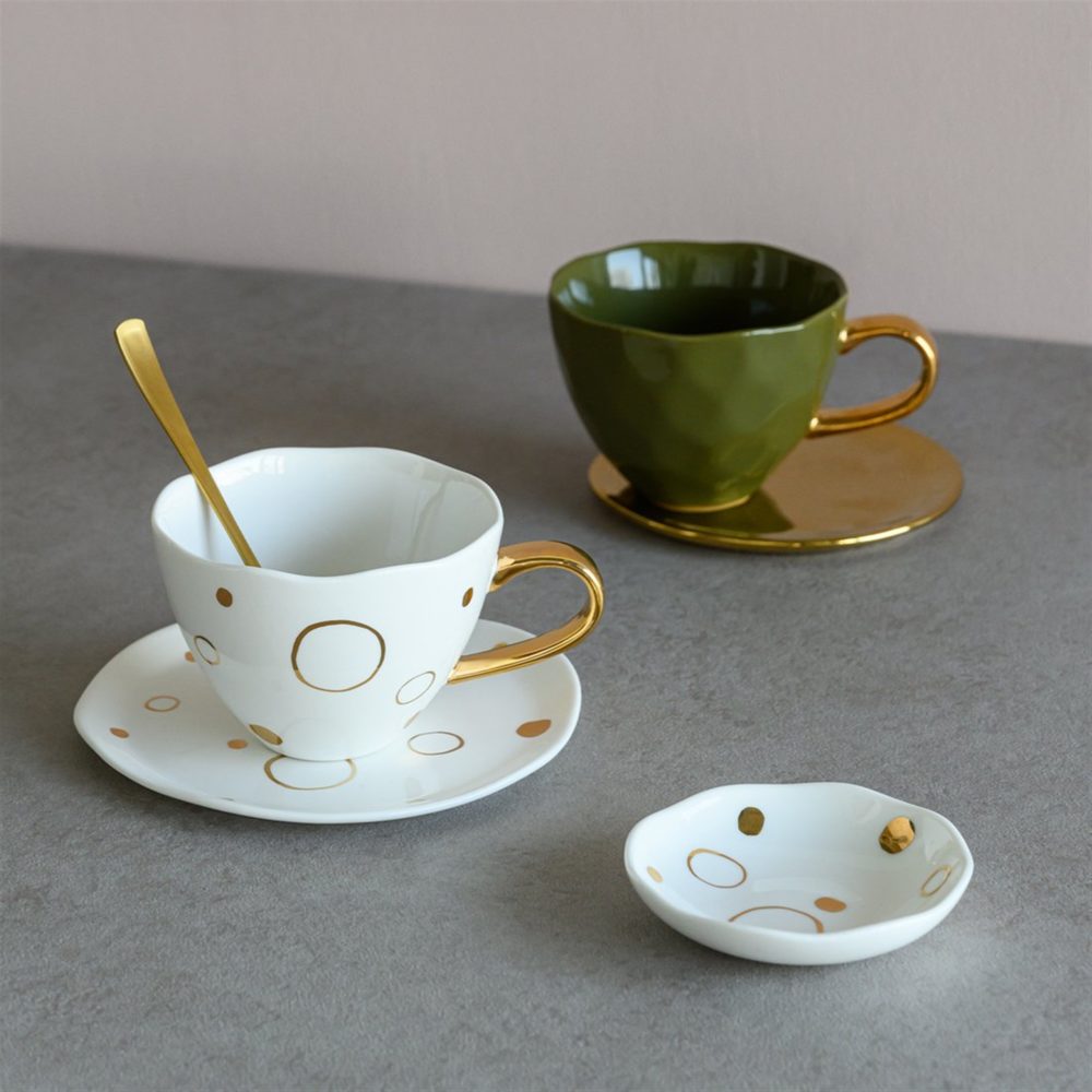 White with Gold Circles Good Morning Cup Set of 2 by Urban Nature Culture - Image 3