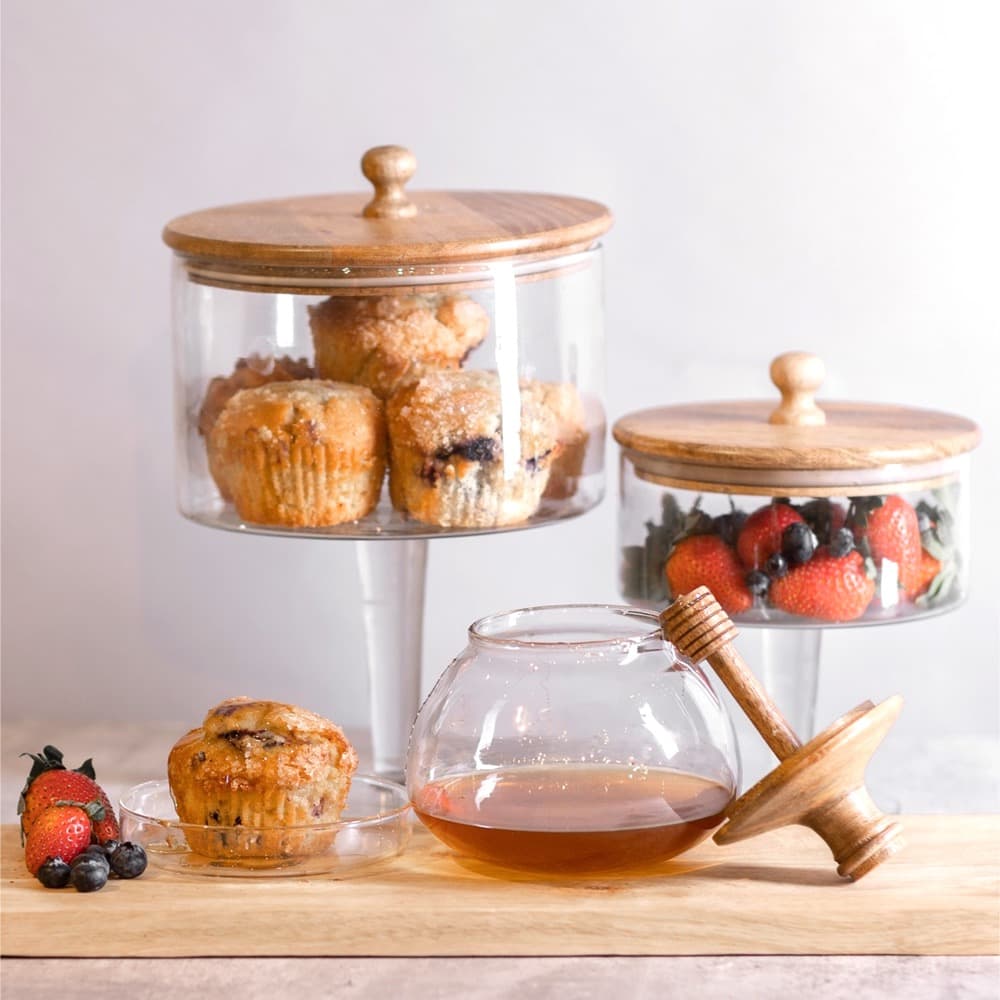 Glass Jars With Wood Lids - Fatima Boutique
