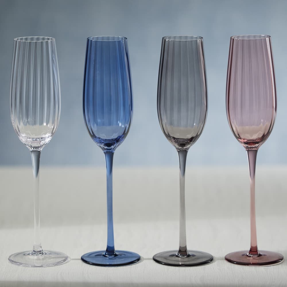 Fluted Textured Champagne Flutes | Set of 4 | Living Beautifully