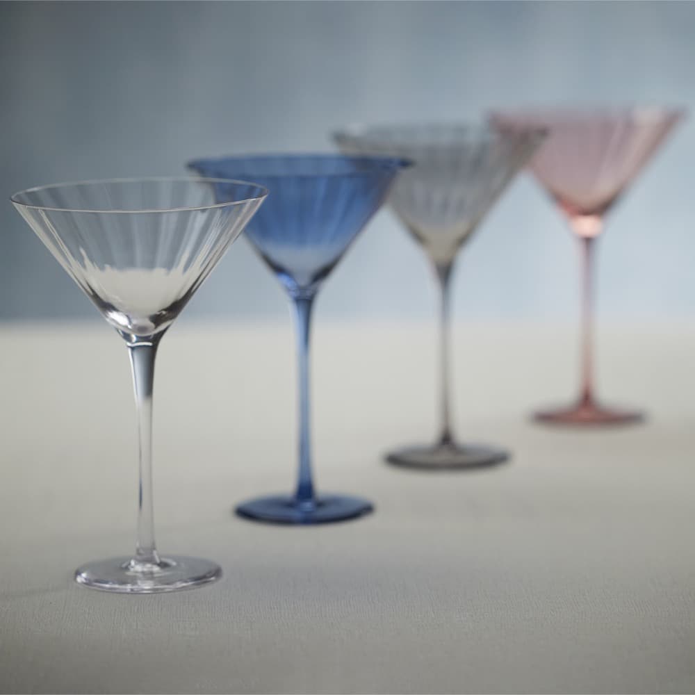 Aqua Blue Pescara White Dot Martini Glasses, Set of 4 by Zodax