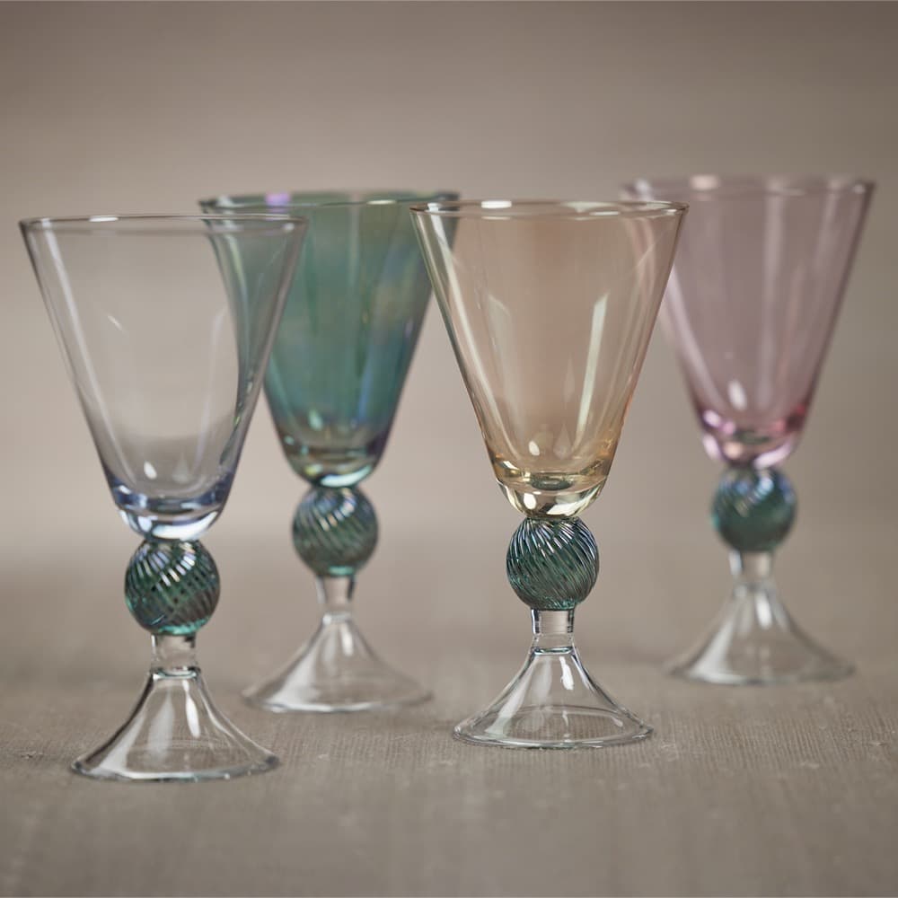 Vintage Colorful Stemmed Martini Glasses- Set of 4