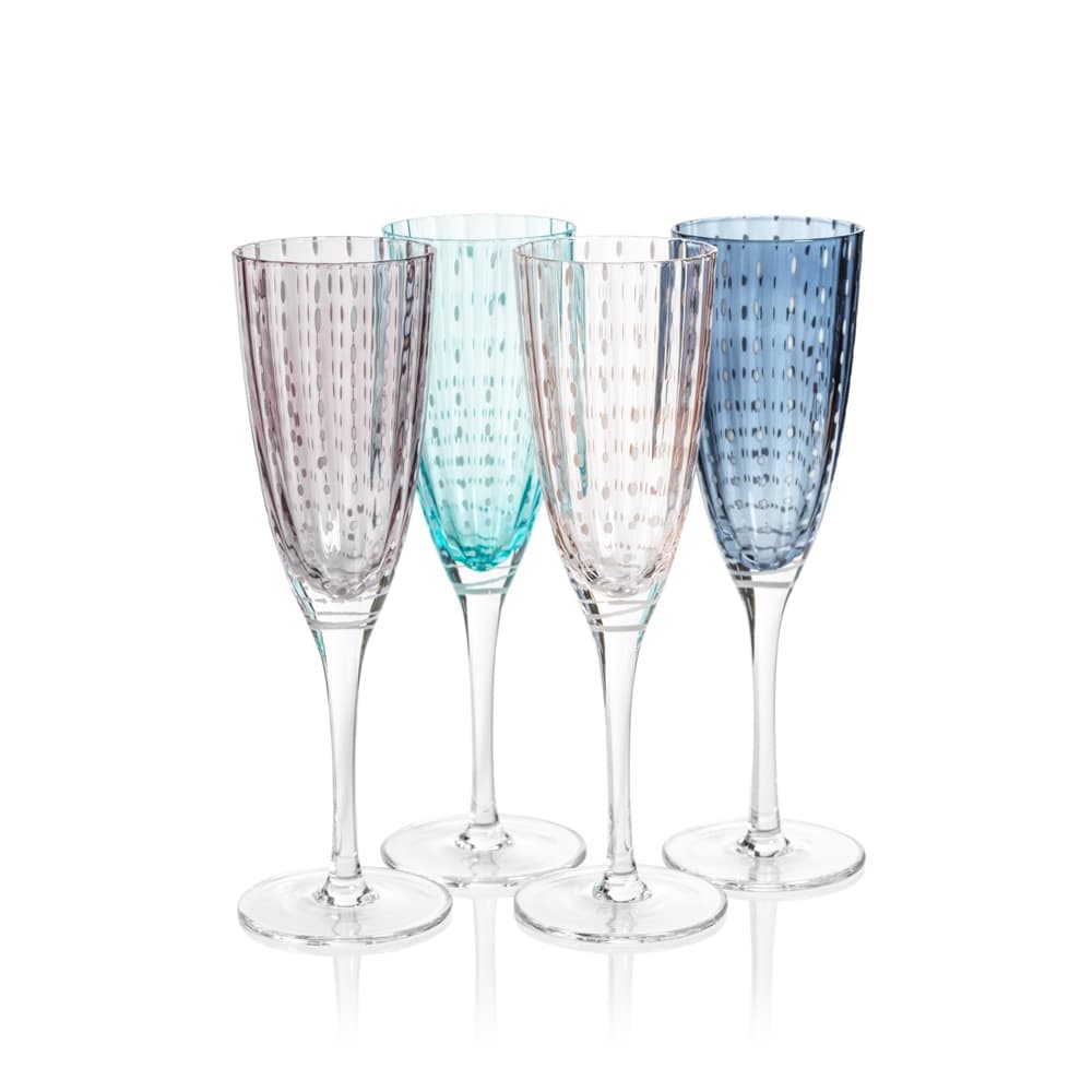 Set of Four Pulcinella Champagne Glasses - White