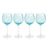 Aqua Blue Pescara White Dot Martini Glasses, Set of 4 by Zodax