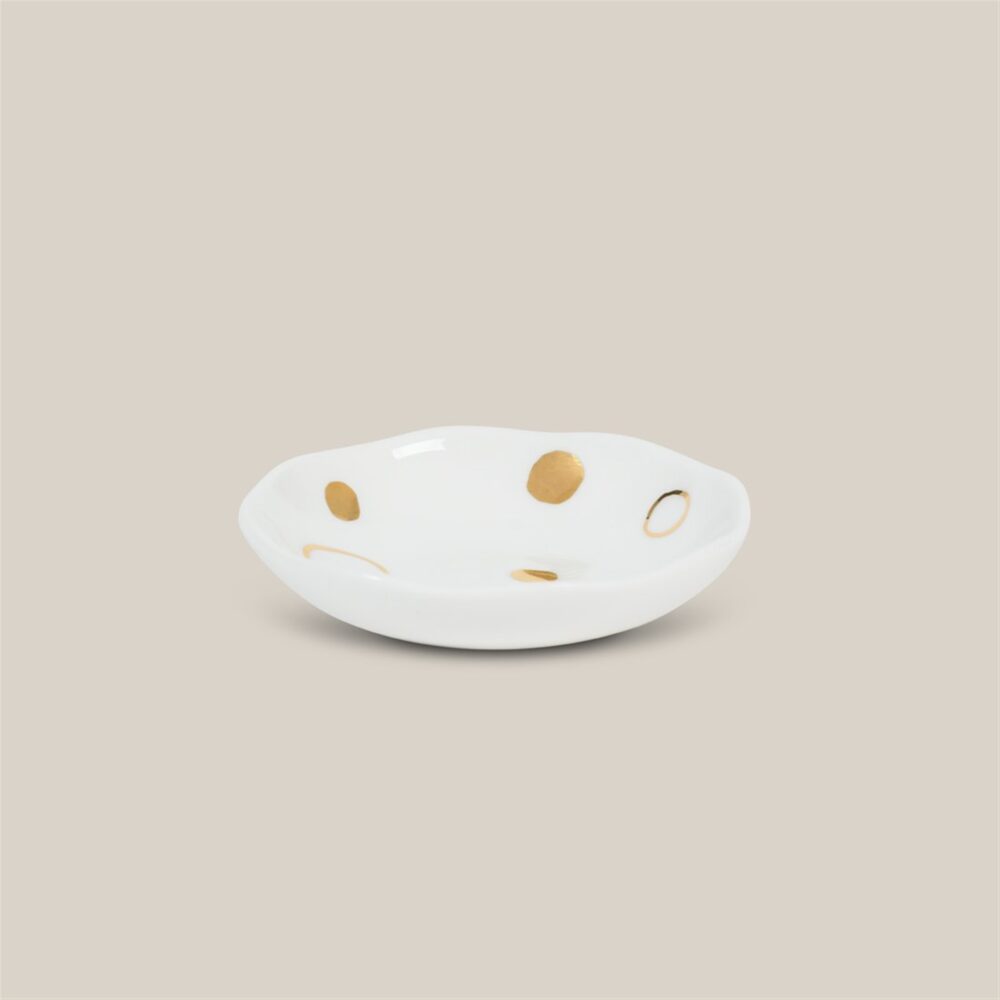 Good Morning White with Gold Circle 4"d Dish Set of 2 by Urban Nature Culture - Image 2