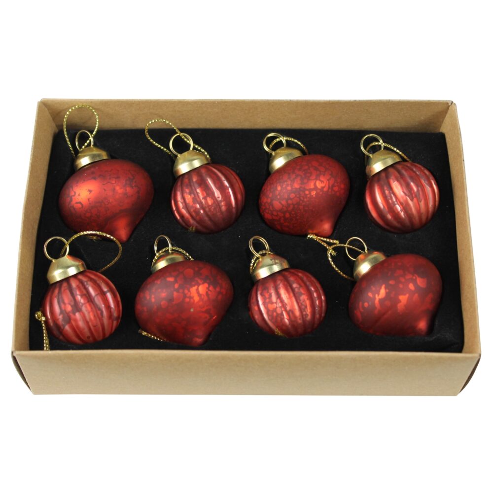 Red Glass Ornaments Set of 8 by HomArt - Image 5