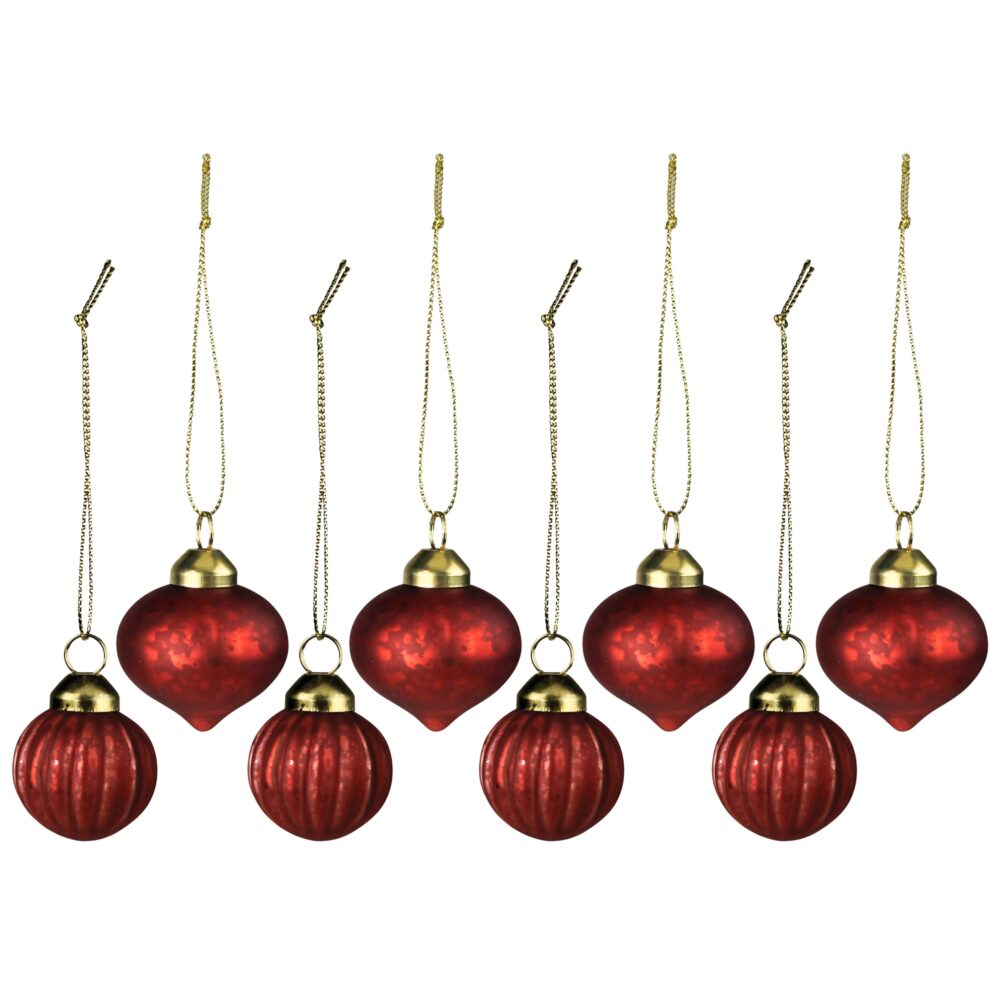 Red Glass Ornaments Set of 8 by HomArt