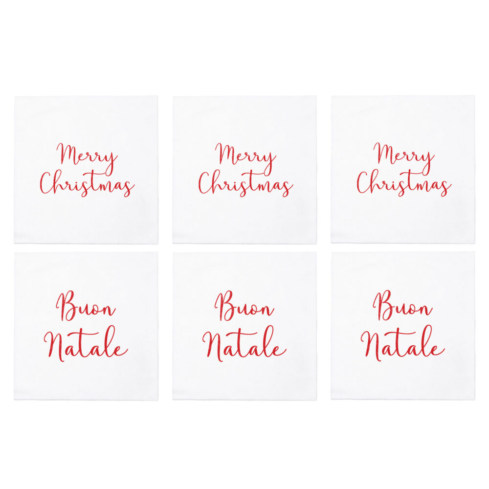 Papersoft Napkins Merry Christmas/Buon Natale Cocktail Napkins (Pack of 20) - Set of 6 by VIETRI