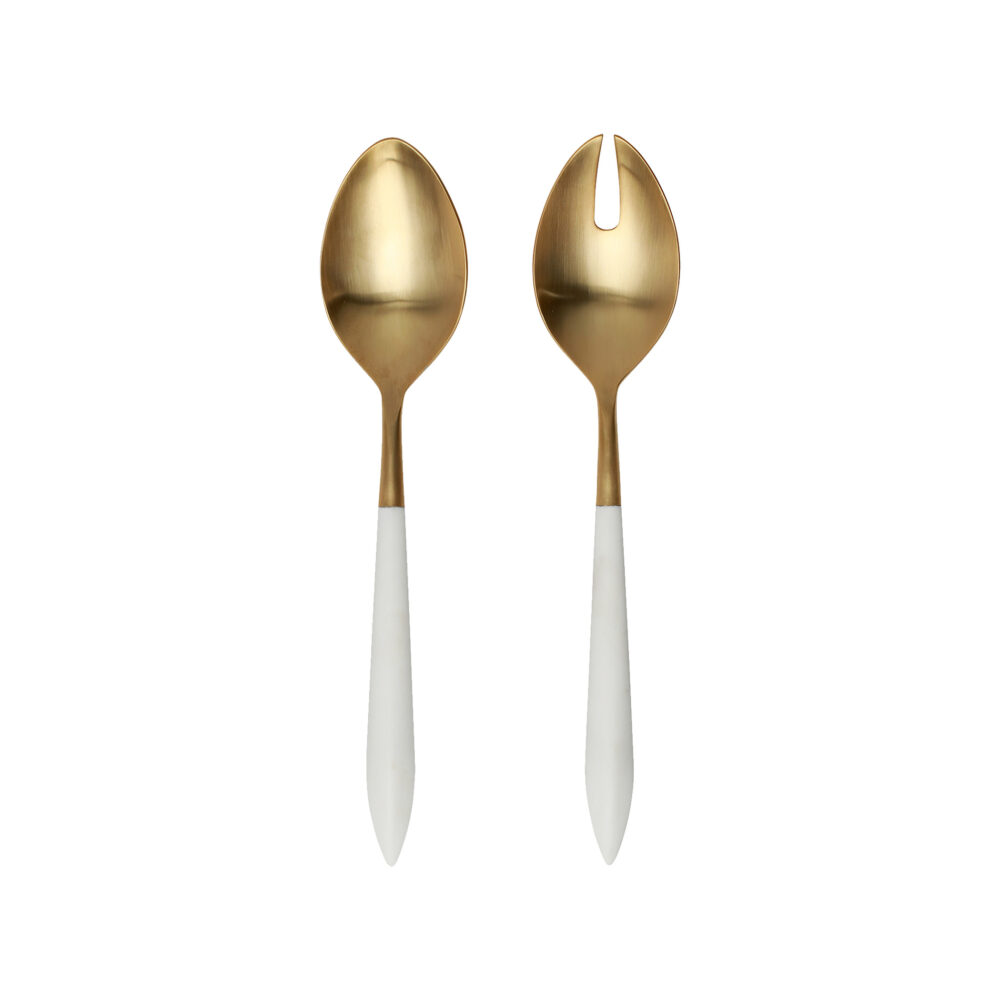 Ares Oro & White Salad Serving Set by VIETRI