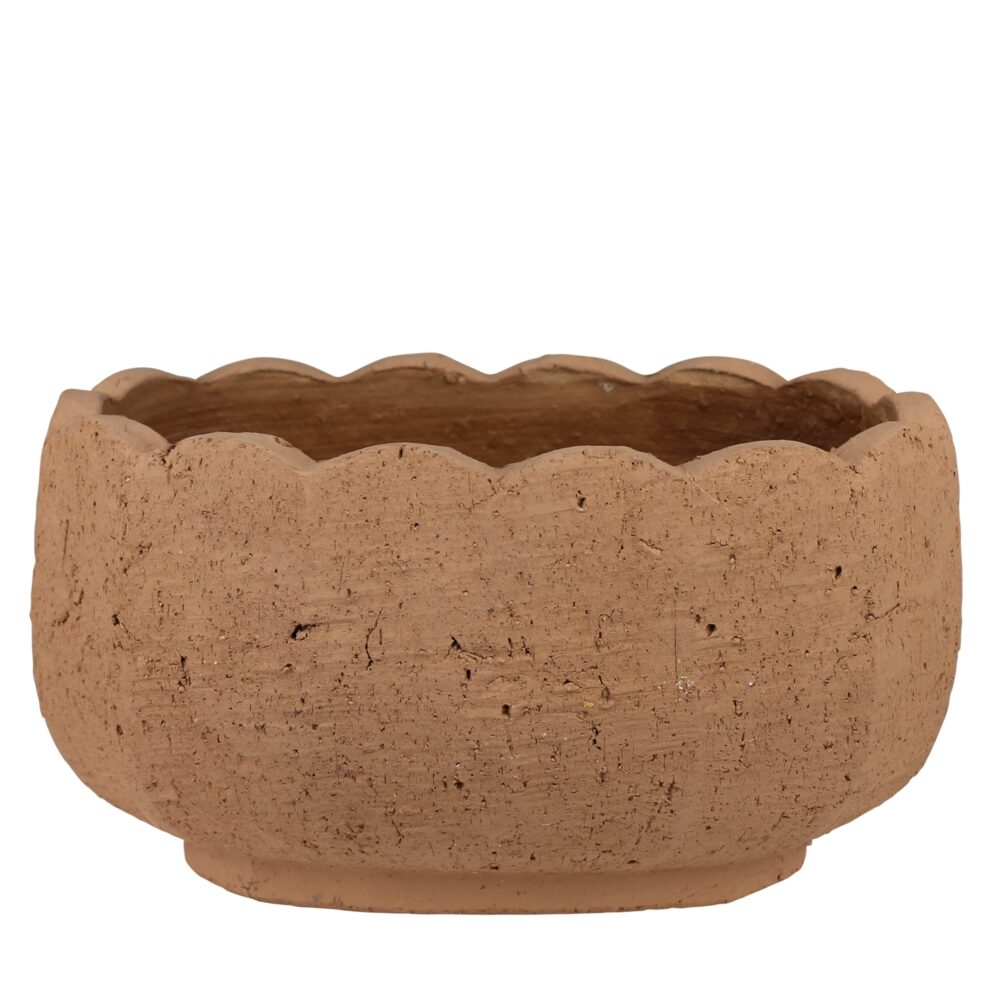 Sophia Scalloped Terra Cotta Cement Planter by HomArt