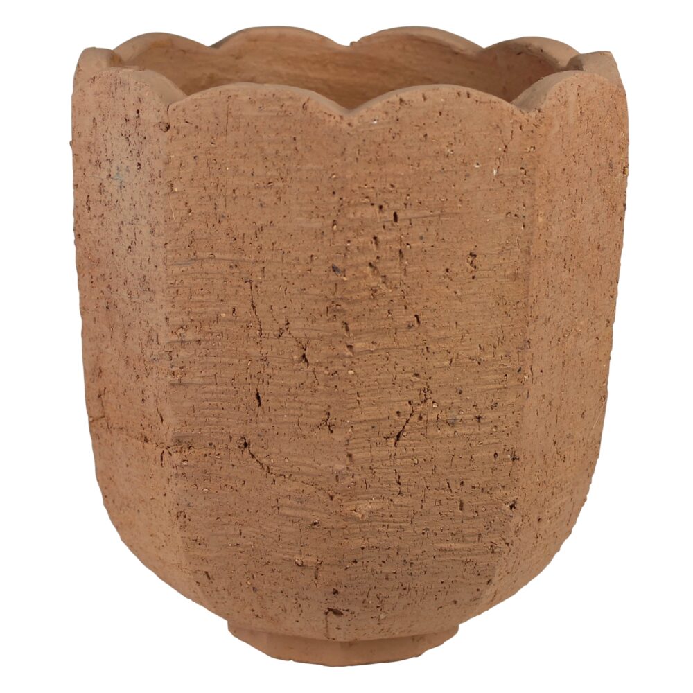 Sophia Scalloped Terra Cotta Cement Vase by HomArt - Image 2