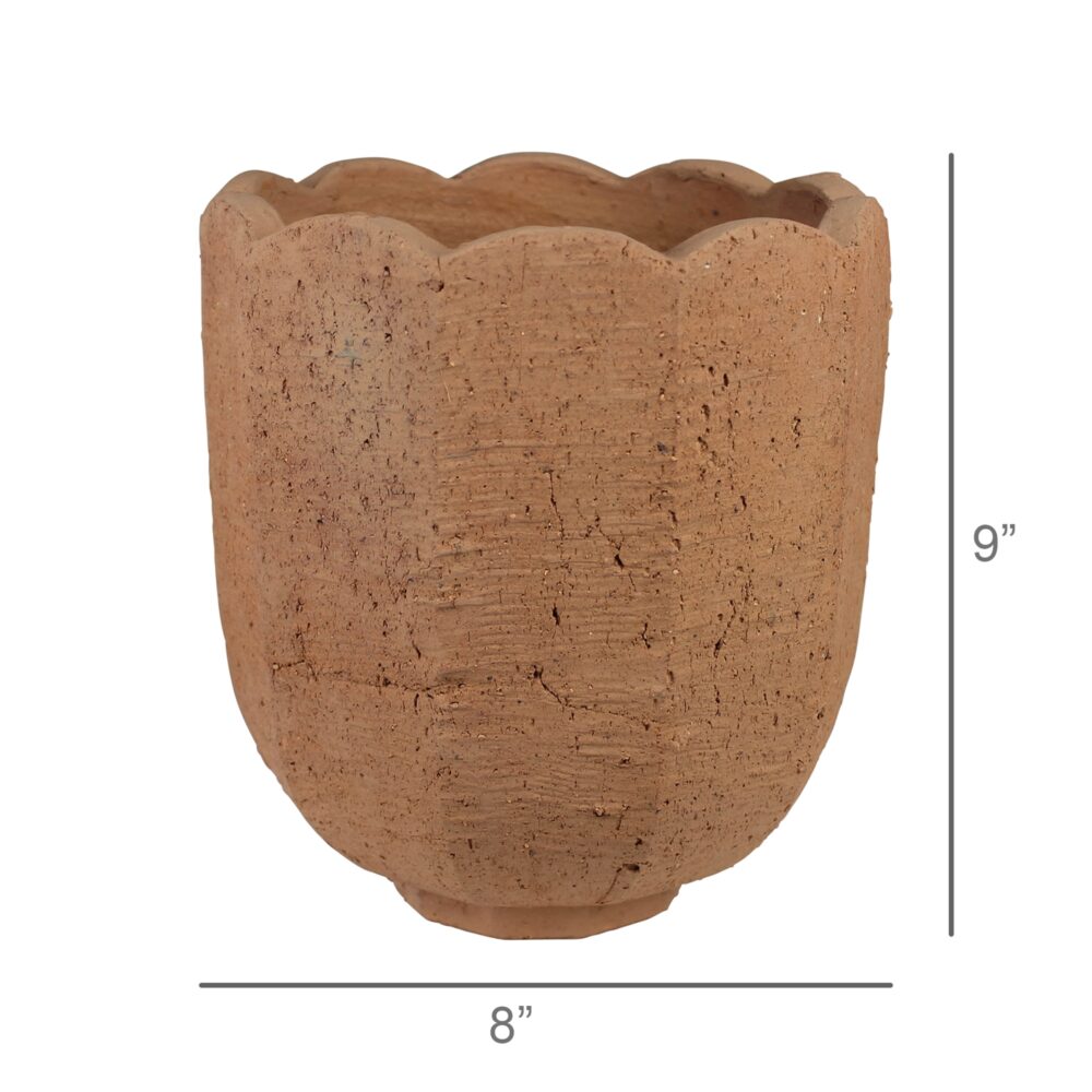 Sophia Scalloped Terra Cotta Cement Vase by HomArt - Image 3