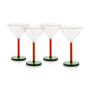 Amber & Green Vireo Martini Glasses, Set of 4 by Zodax