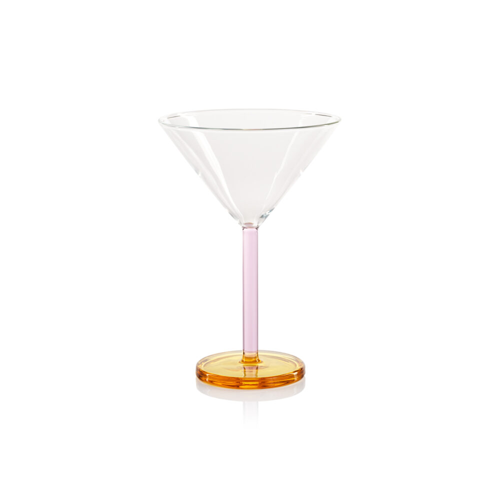 Pink & Light Amber Vireo Martini Glasses, Set of 4 by Zodax