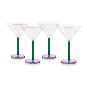 Teal & Lilac Vireo Martini Glasses, Set of 4 by Zodax