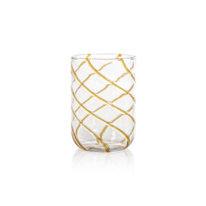 Amber Maltia Swirl Design Glass Tumblers, Set of 6 by Zodax