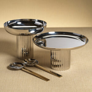 Stassi Polished Stainless Steel Footed Bowl by Zodax