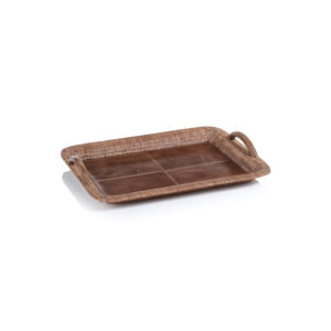 Sabinio Leather & Raffia Serving Tray by Zodax