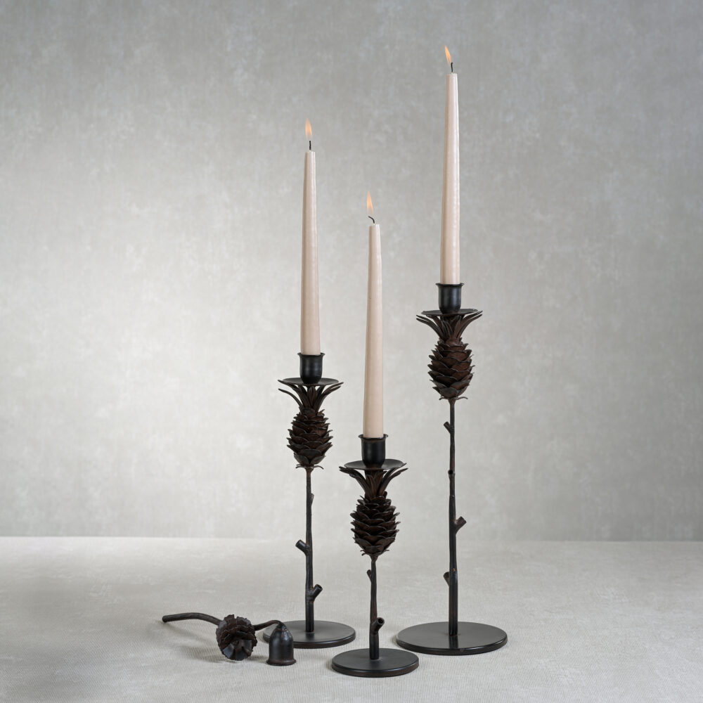 Small Brunel Pinecone Design Wrought Iron Candleholder   by Zodax