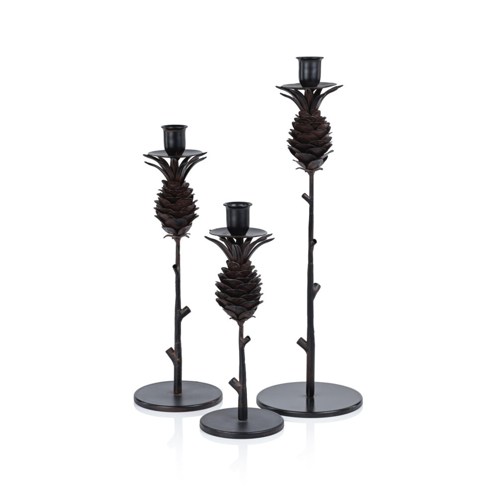 Small Brunel Pinecone Design Wrought Iron Candleholder   by Zodax