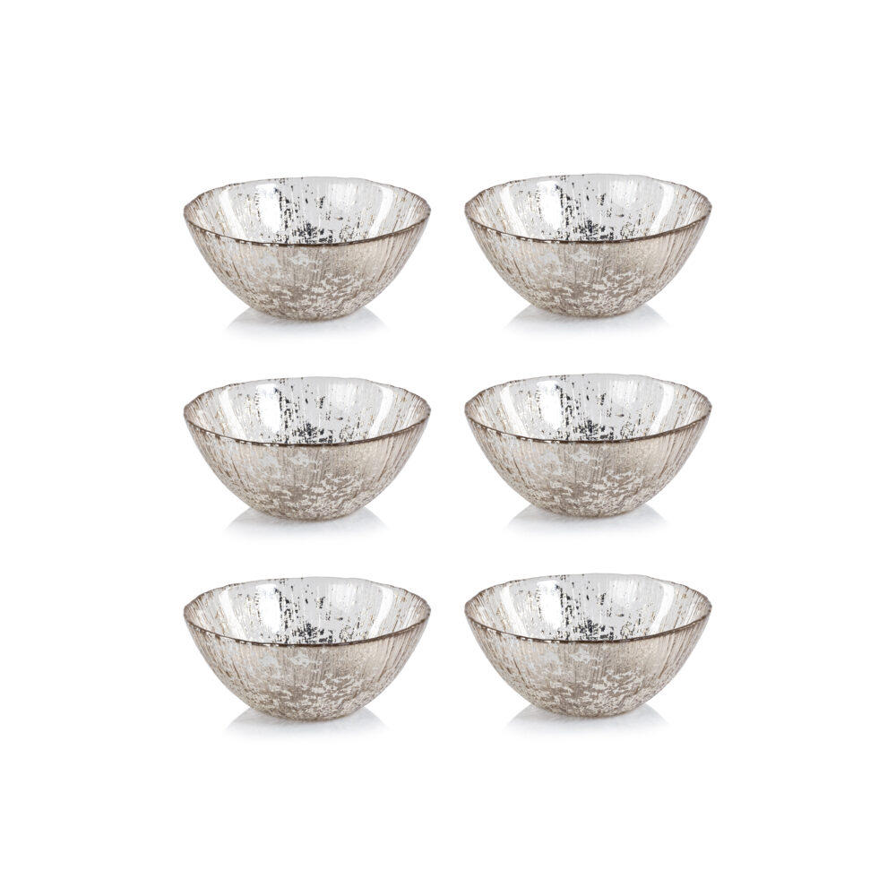 Chiara Fusion Deep Glass Serving Bowls, Set of 6 by Zodax