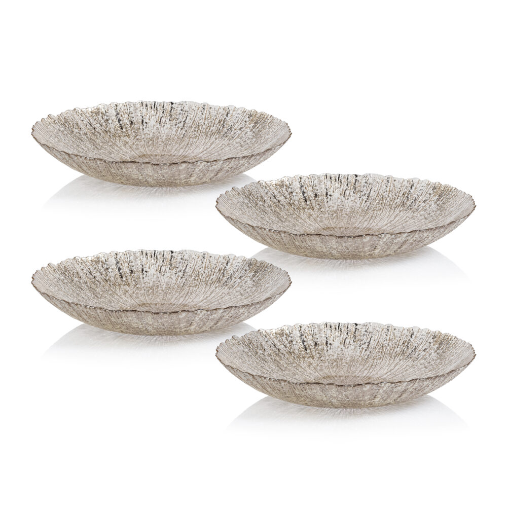 Chiara Fusion Shallow Glass Serving Bowls, Set of 4 by Zodax