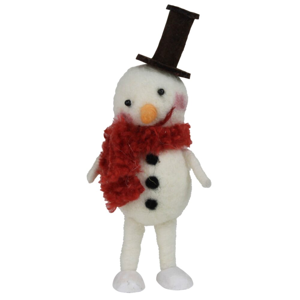 Festive Snowman with Red Felt Scarf Set of 2 by HomArt