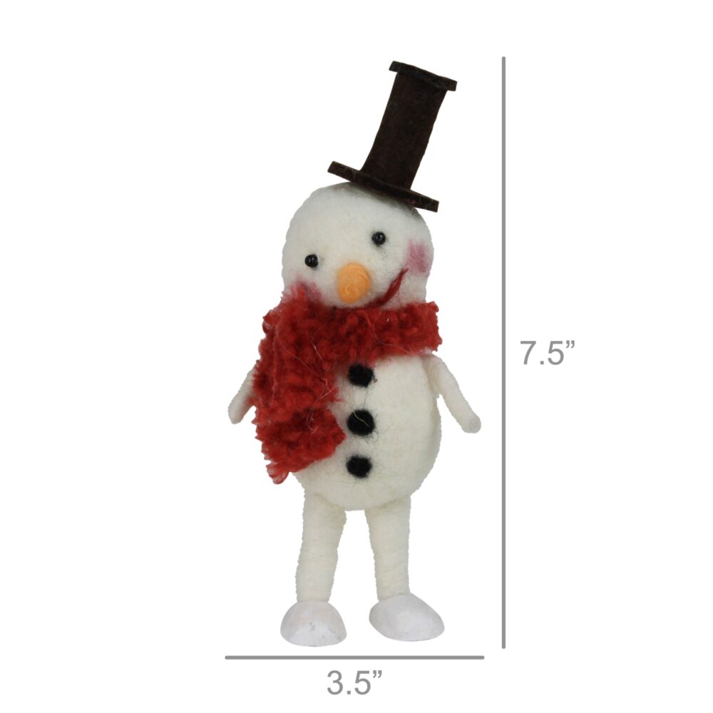 Festive Snowman with Red Felt Scarf Set of 2 by HomArt - Image 2