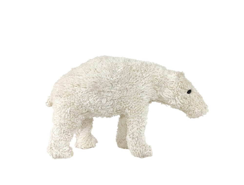 Small Knitted White Boucle Bear by BIDKhome