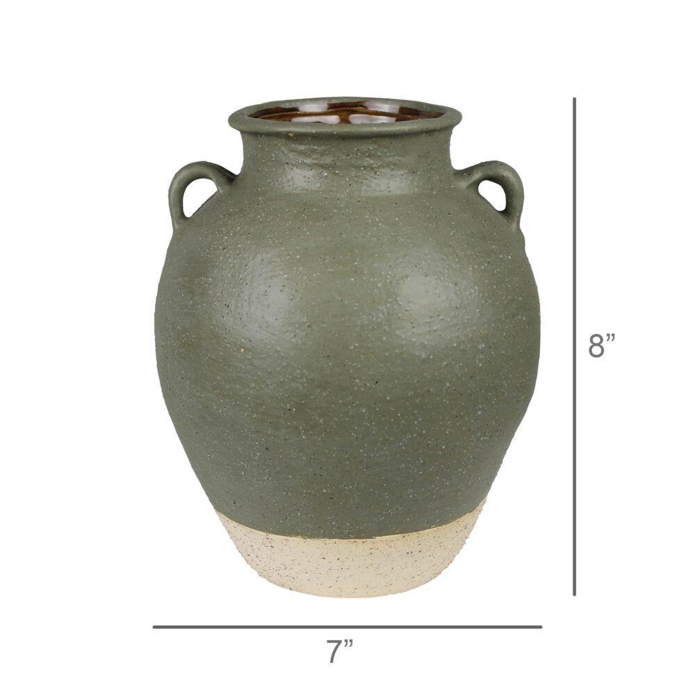 Small Green Umbria Pot with Small Handles by HomArt - Image 3