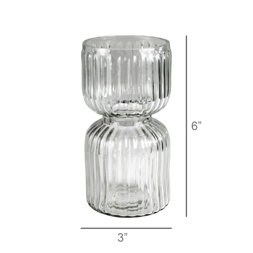 Small Ribbed Bulb Vase Set of 2 by HomArt - Image 2