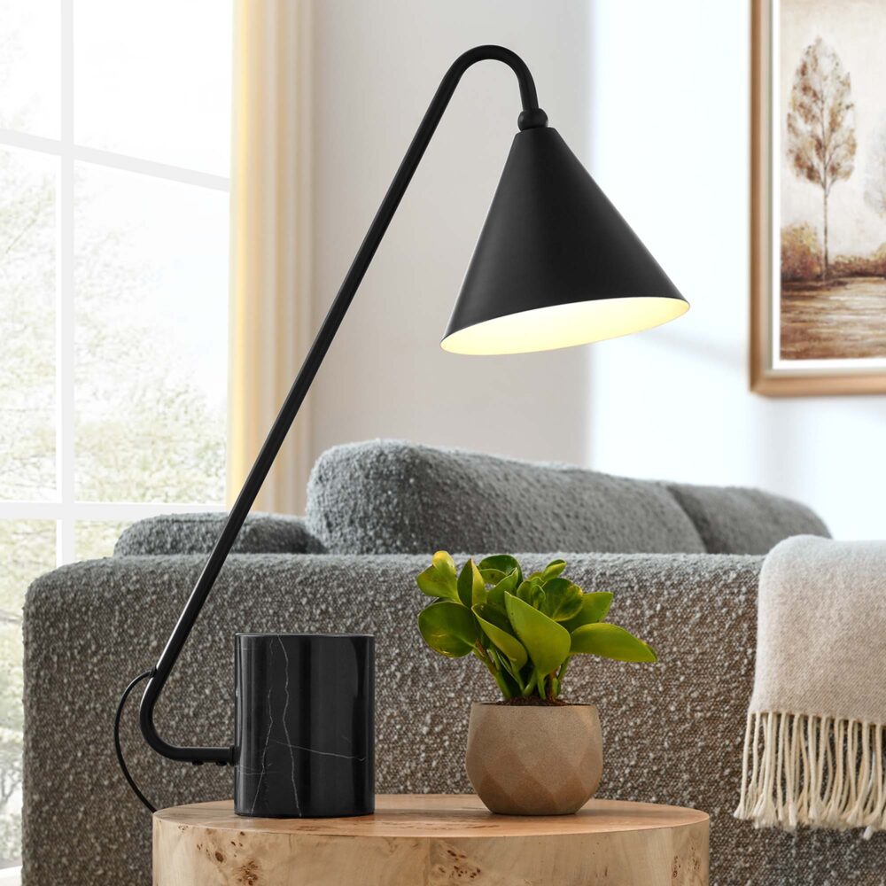 Ayla Black Table Lamp with Marble Base by Modway - Image 10