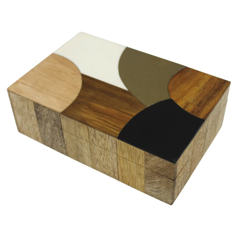 Mango Wood, Brass and Resin Box by HomArt