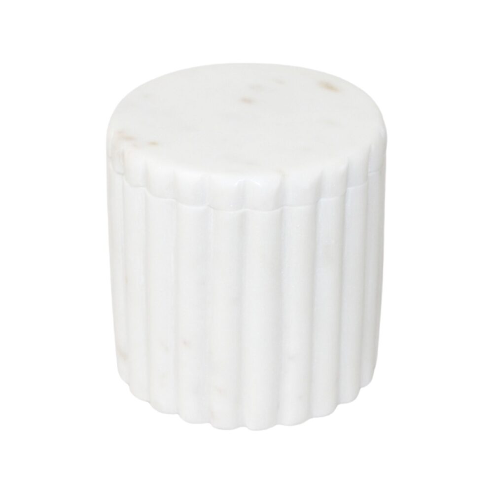 Grooved White Marble Canister by BIDKhome