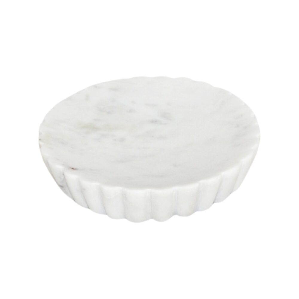 Grooved White Marble Soap Dish by BIDKhome