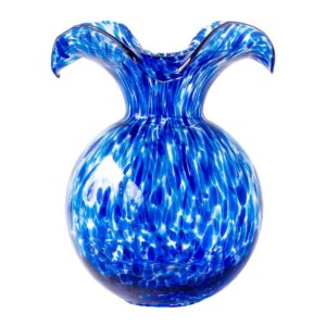 Hibiscus Glass Cobalt Tortoiseshell Small Fluted Vase by VIETRI