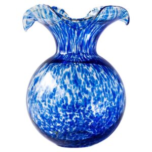 Hibiscus Glass Cobalt Tortoiseshell Large Fluted Vase by VIETRI