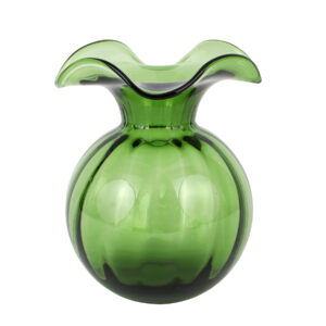 Hibiscus Glass Dark Green Medium Fluted Vase by VIETRI