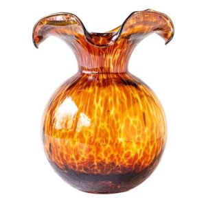 Hibiscus Glass Brown Tortoiseshell Medium Fluted Vase by VIETRI