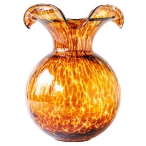 Hibiscus Glass Brown Tortoiseshell Large Fluted Vase by VIETRI