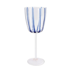 Nuovo Stripe Blue Wine Glass by VIETRI