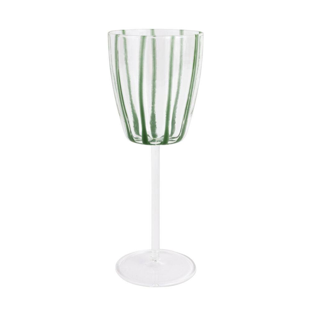 Nuovo Stripe Green Wine Glass by VIETRI